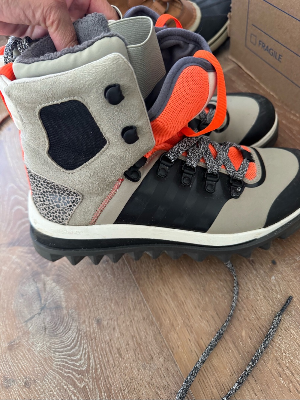 Adidas by Stella McCartney Tan, Black & Orange Winter/Rain Boots - Picture 6 of 7